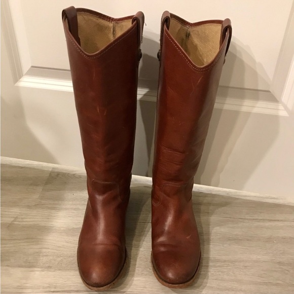 Frye Melissa Button Cognac Leather Knee High Boot - Picture 8 of 9